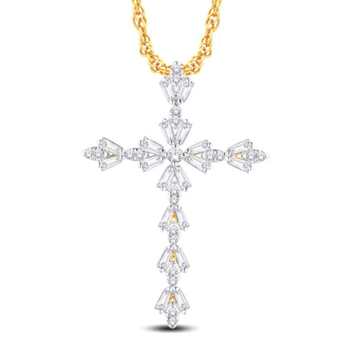 14 Karat Yellow Gold 0.65 Carat Diamonds Latin Cross Pendant - Picasso Gold & Diamond Jewelry