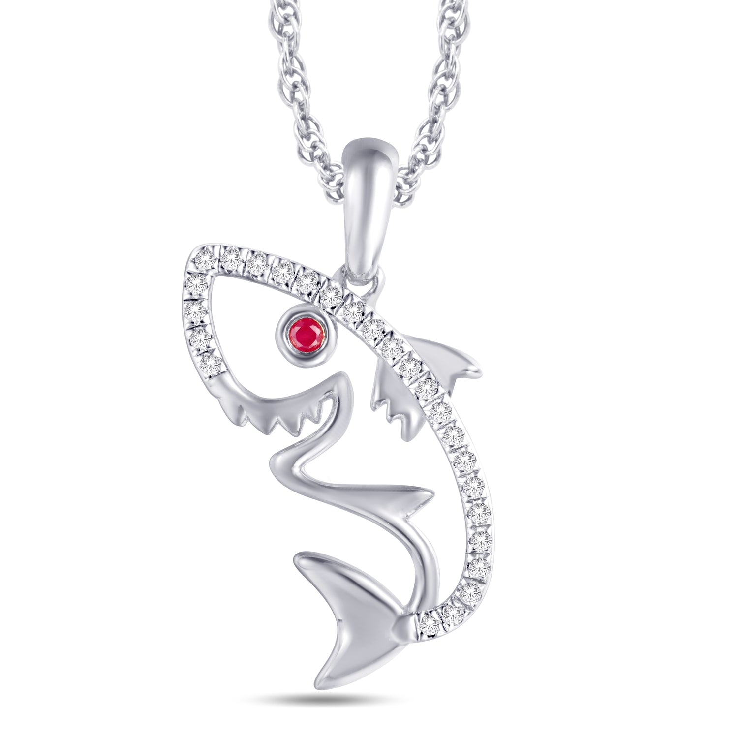10 Karat White Gold 0.05 Carat Diamonds Shark Pendant-0825910-WG - Picasso Gold & Diamond Jewelry