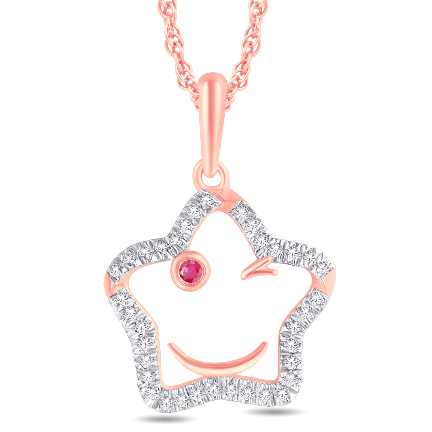 10 Karat Rose Gold 0.08 Carat Diamonds Star Pendant - Picasso Gold & Diamond Jewelry