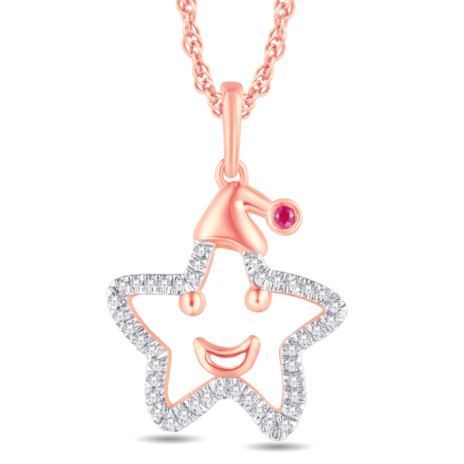 10 Karat Rose Gold 0.09 Carat Diamonds Star Pendant - Picasso Gold & Diamond Jewelry