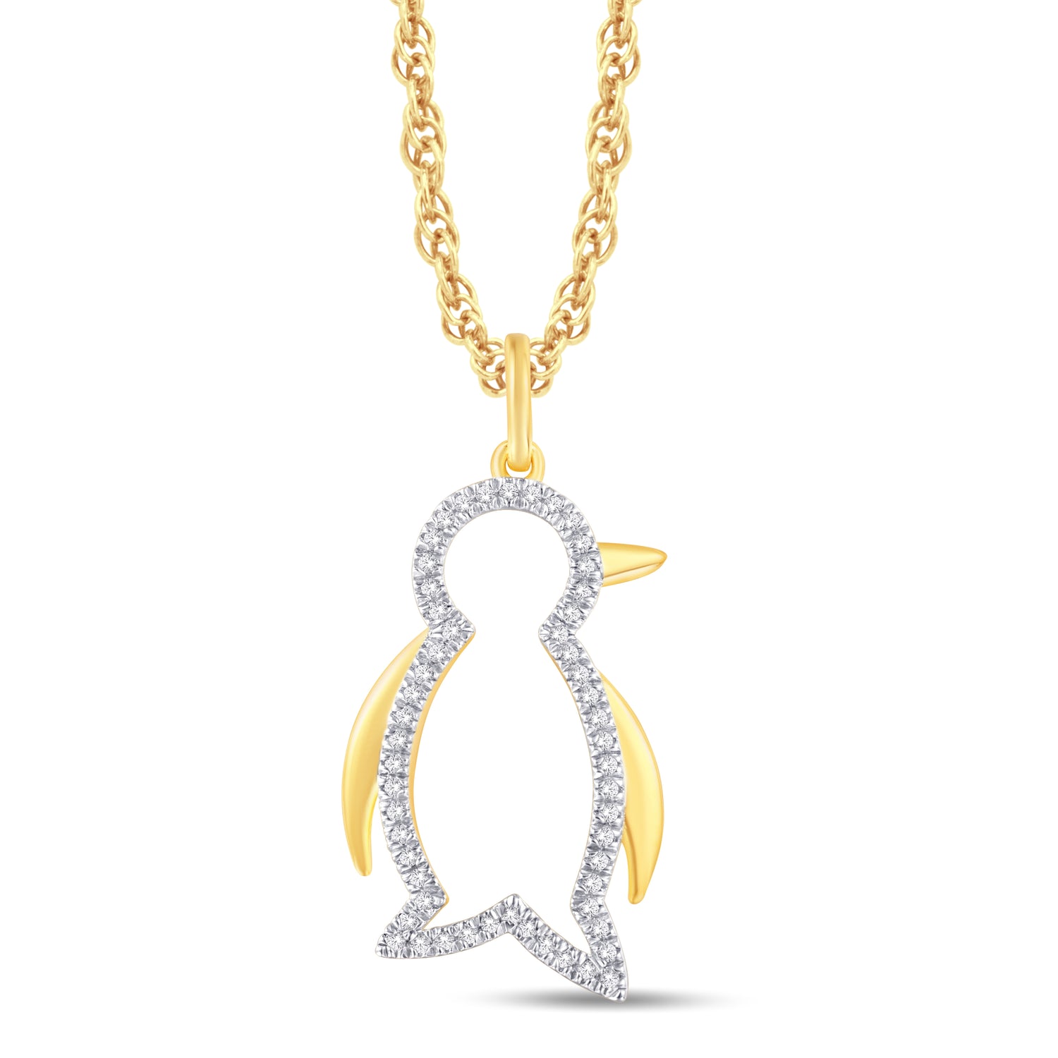10 Karat Yellow Gold 0.12 Carat Diamonds Penguin Pendant-0825930-YG - Picasso Gold & Diamond Jewelry