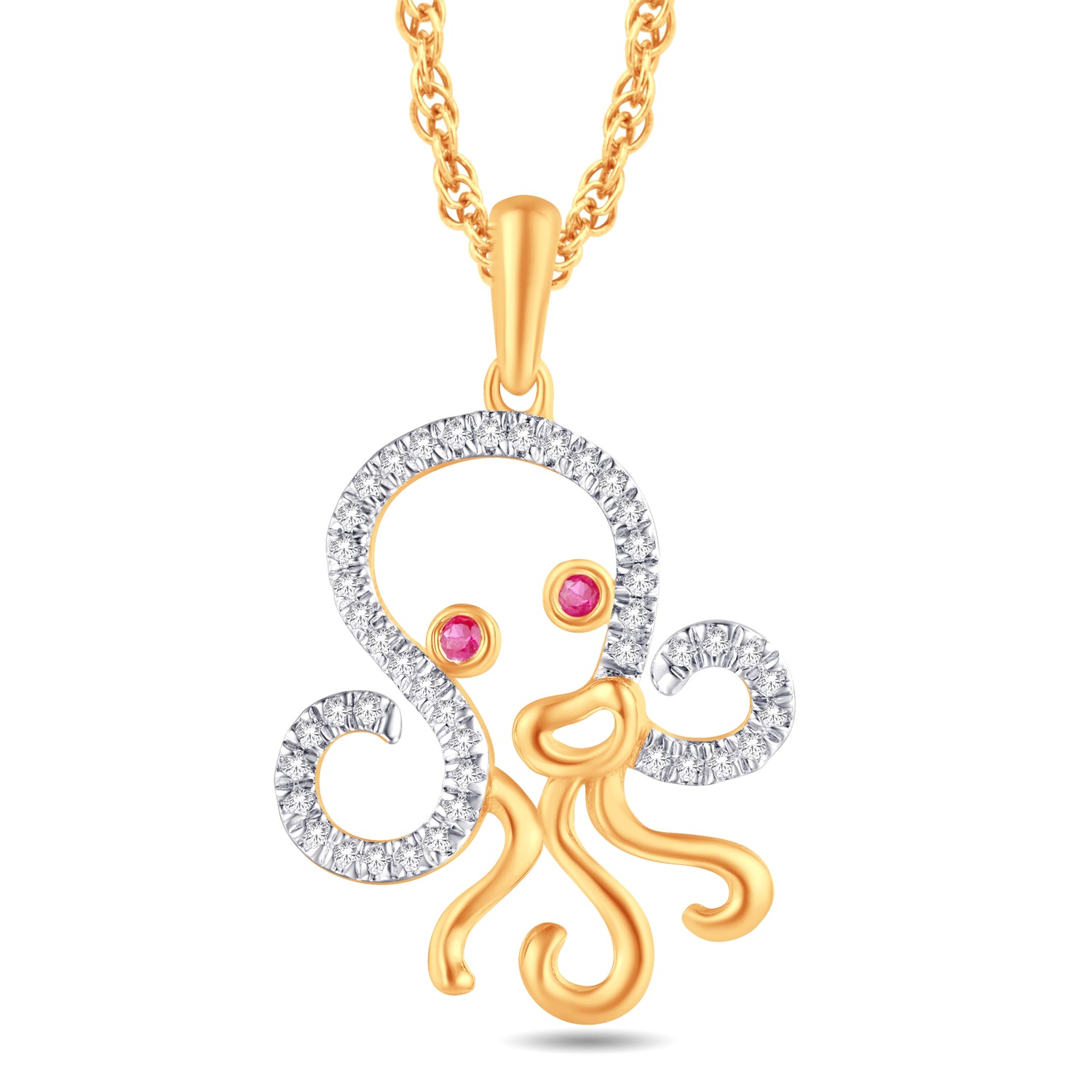 10 Karat Yellow Gold 0.13 Carat Diamonds Octopus Pendant-0825932-YG - Picasso Gold & Diamond Jewelry
