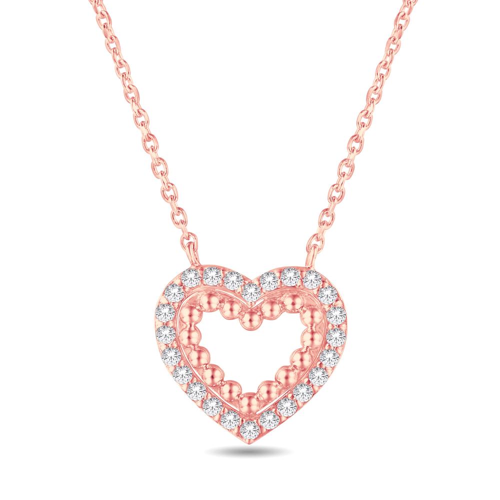 10 Karat Rose Gold 0.20 Carat Diamonds Heart Pendant - Picasso Gold & Diamond Jewelry