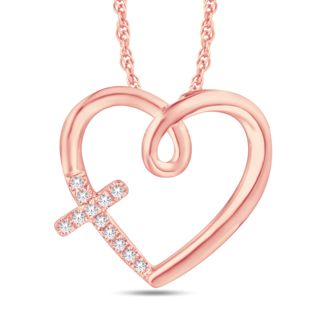 10 Karat Rose Gold 0.04 Carat Diamonds Heart Pendant - Picasso Gold & Diamond Jewelry