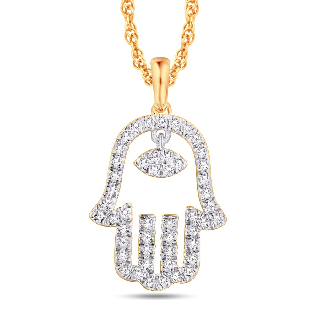 10 Karat Yellow Gold 0.16 Carat Diamonds Hamsa Pendant 0825948-YG - Picasso Gold & Diamond Jewelry