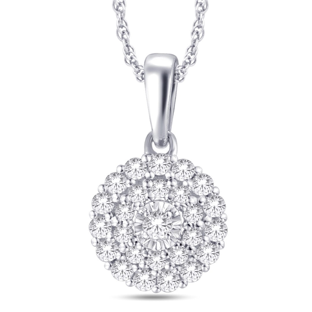 10 Karat White Gold 0.33 Carat Diamonds Flower Pendant-0825949-WG - Picasso Gold & Diamond Jewelry
