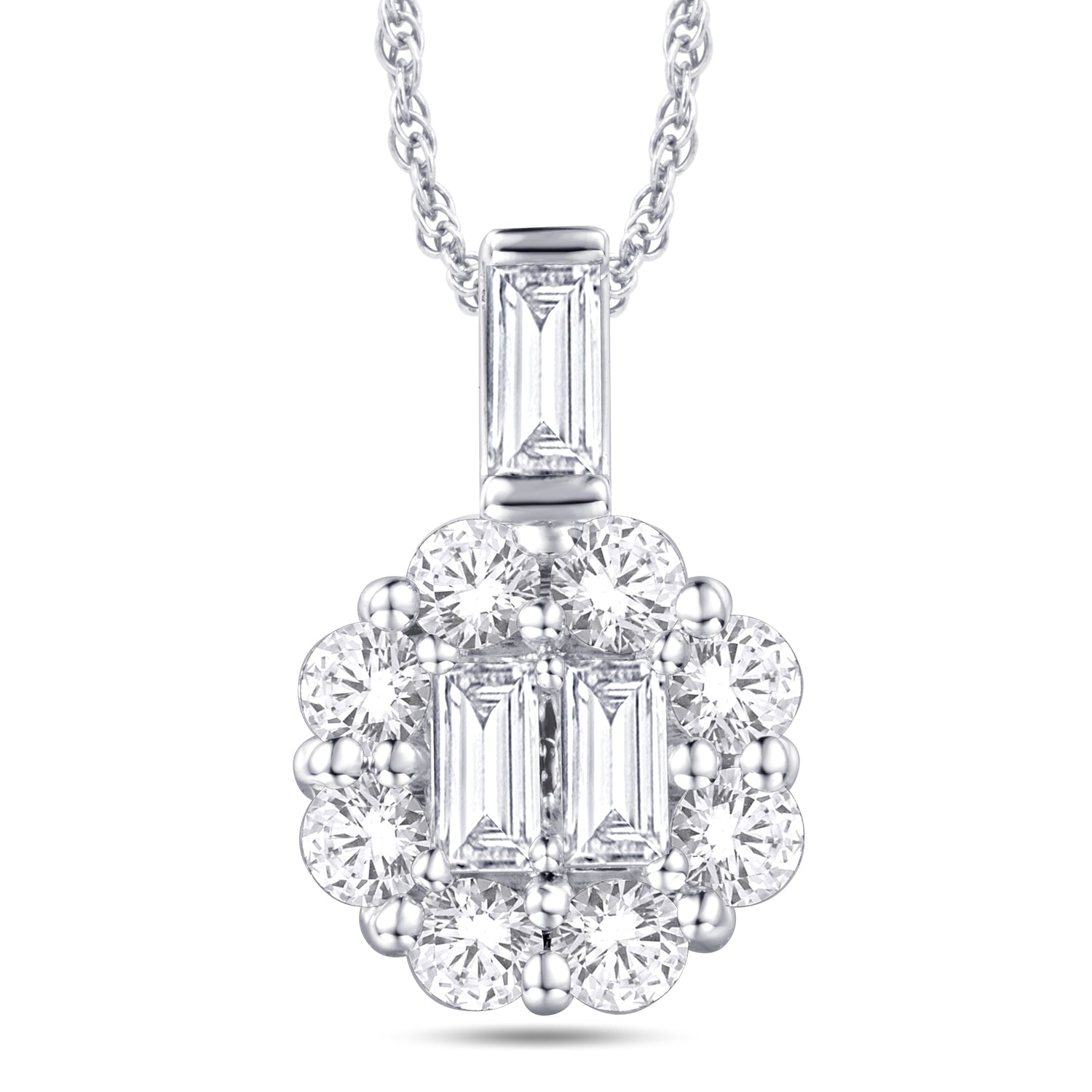 14 Karat White Gold 0.35 Carat Diamonds Flower Pendant-0825950-WG - Picasso Gold & Diamond Jewelry