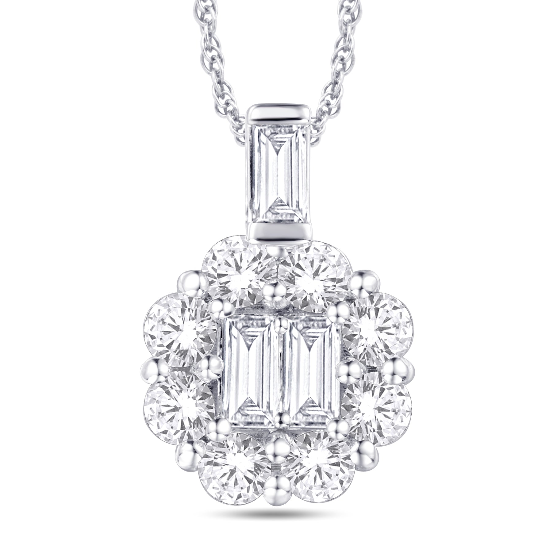 14 Karat White Gold 0.50 Carat Diamonds Flower Pendant-0825951-WG - Picasso Gold & Diamond Jewelry