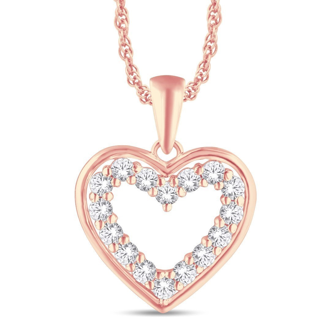 10 Karat All Rose Gold 0.25 Carat Diamonds Heart Pendant-0825979-ALR - Picasso Gold & Diamond Jewelry