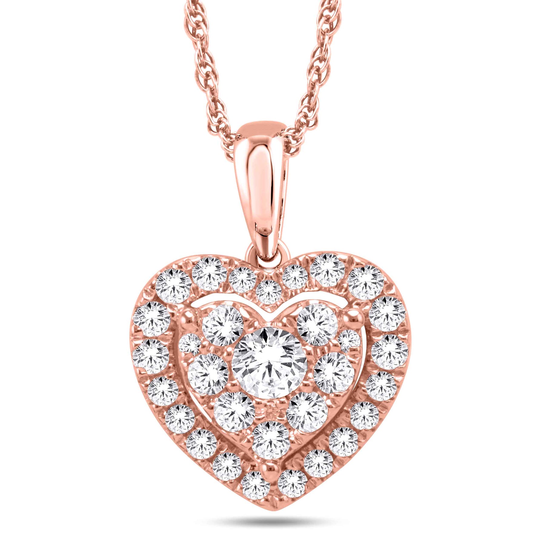 10 Karat All Rose Gold 0.25 Carat Diamonds Heart Pendant-0825987-ALR - Picasso Gold & Diamond Jewelry