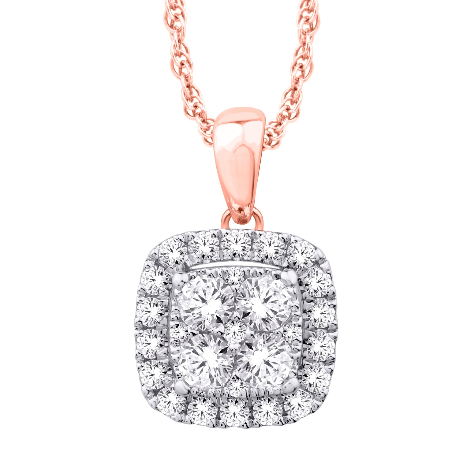 10 Karat Rose Gold 0.21 Carat Diamonds Cushion Pendant - Picasso Gold & Diamond Jewelry