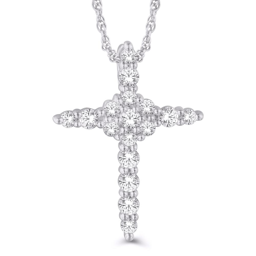 10 Karat White Gold 0.45 Carat Diamonds Latin Cross Pendant-0826110-WG - Picasso Gold & Diamond Jewelry