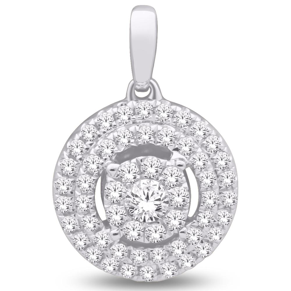 10 Karat White Gold 0.32 Carat Diamonds Round Halo Pendant-0826113-WG - Picasso Gold & Diamond Jewelry