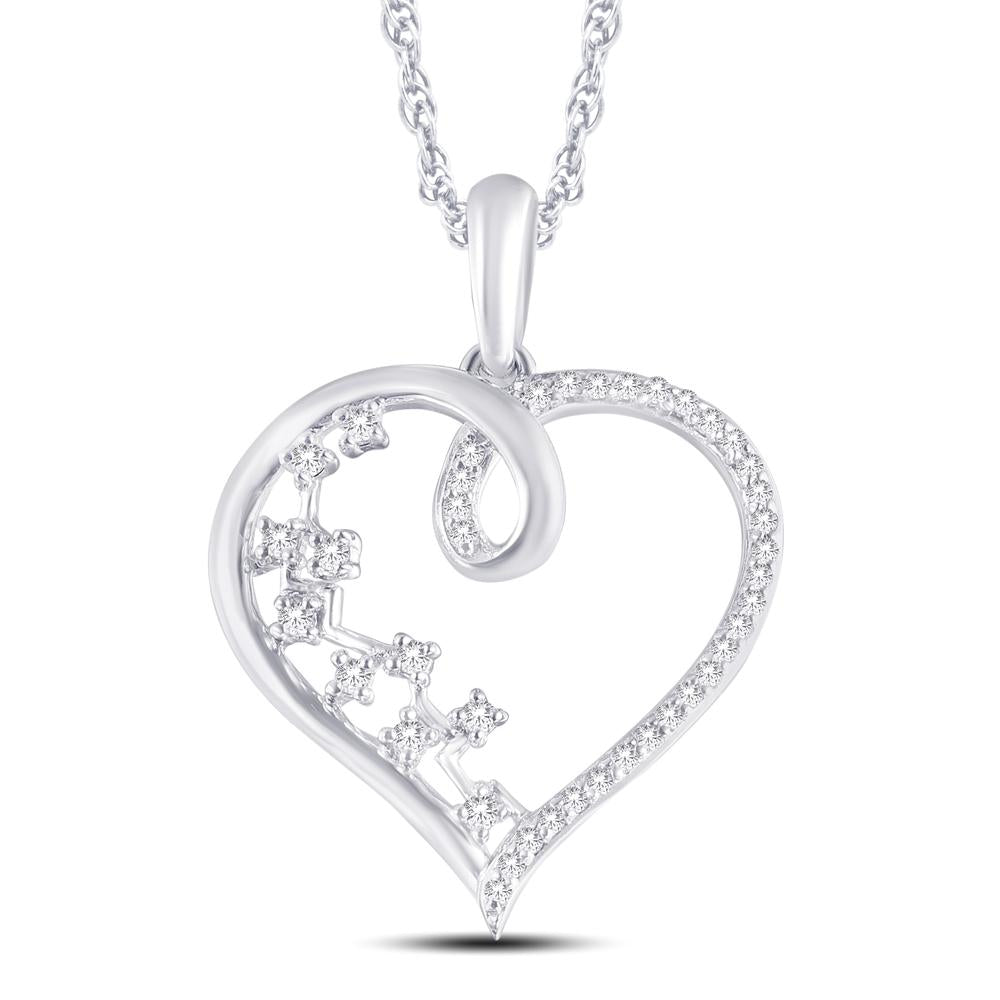 10 Karat White Gold 0.14 Carat Diamonds Heart Pendant-0826863-WG - Picasso Gold & Diamond Jewelry