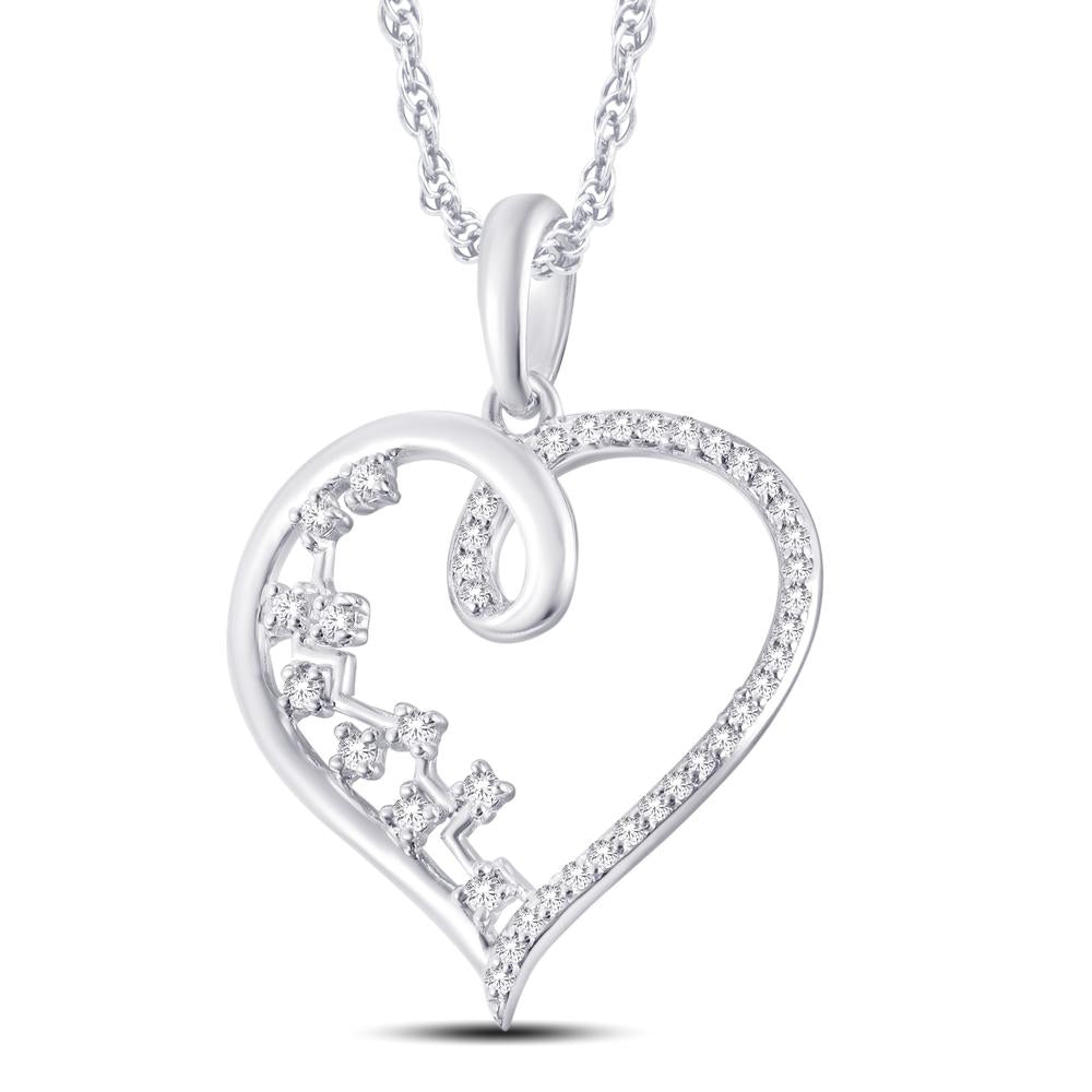 10 Karat White Gold 0.14 Carat Diamonds Heart Pendant-0826863-WG - Picasso Gold & Diamond Jewelry