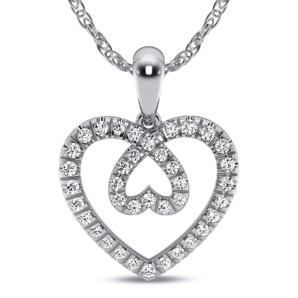 10 Karat White Gold 0.21 Carat Diamonds Heart Pendant-0826864-WG - Picasso Gold & Diamond Jewelry
