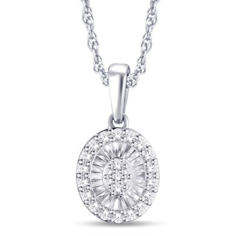 10 Karat White Gold 0.15 Carat Diamonds Oval Pendant-0826958-WG - Picasso Gold & Diamond Jewelry