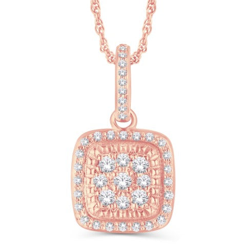 10 Karat All Rose Gold 0.25 Carat Diamonds Cushion Pendant-0826973-ALR - Picasso Gold & Diamond Jewelry