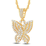 10 Karat All Yellow Gold 2.20 Carat Diamonds Butterfly Pendant - Picasso Gold & Diamond Jewelry