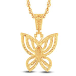 10 Karat All Yellow Gold 2.20 Carat Diamonds Butterfly Pendant - Picasso Gold & Diamond Jewelry