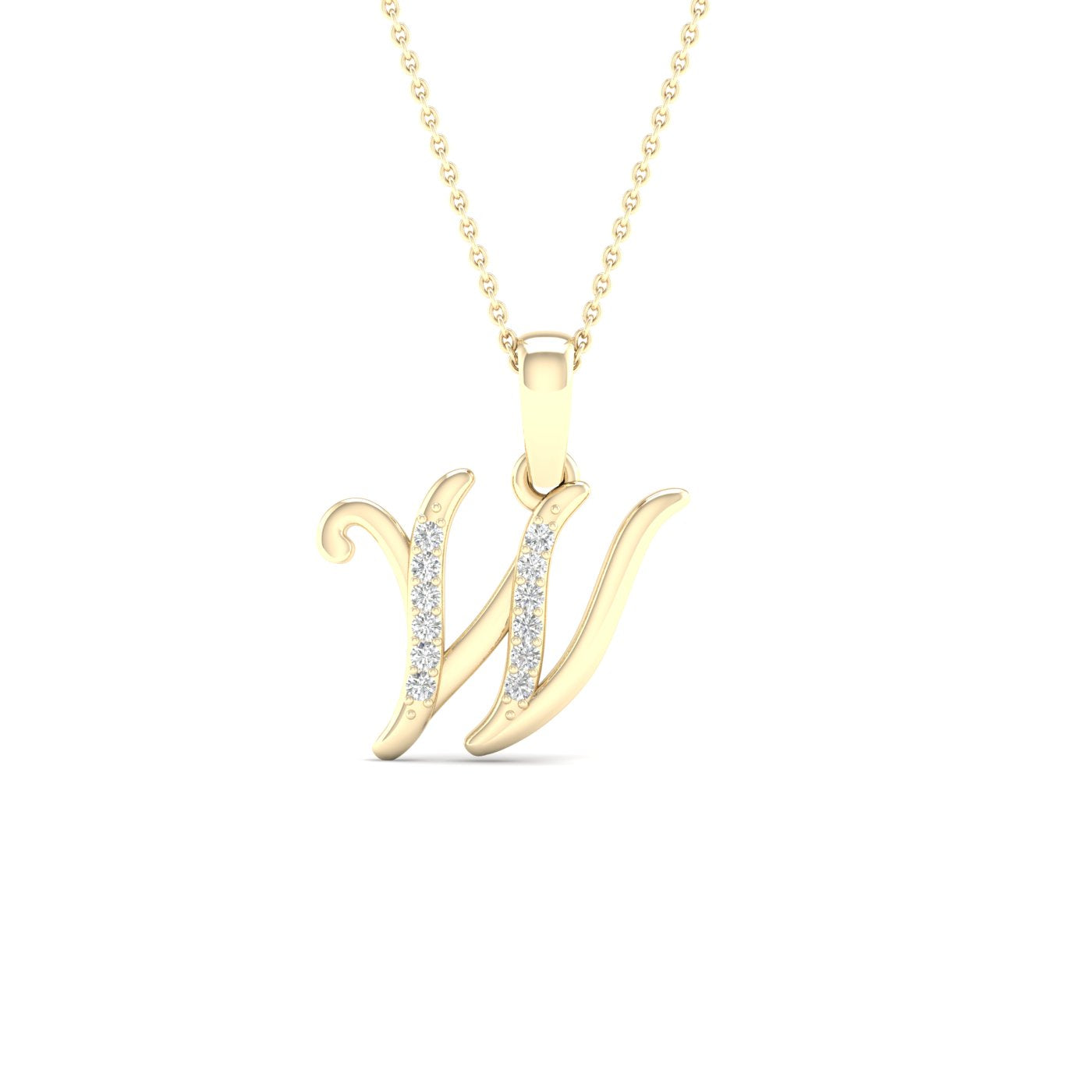 10 Karat Yellow Gold 0.04 Carat Diamonds Initial (W) Pendant-0827380-YG - Picasso Gold & Diamond Jewelry