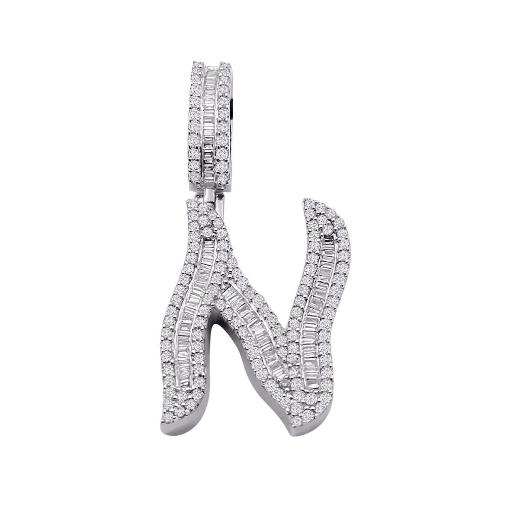 10 Karat White Gold 1.03 Carat Diamonds Initial (N) Pendant-0830056-WG - Picasso Gold & Diamond Jewelry