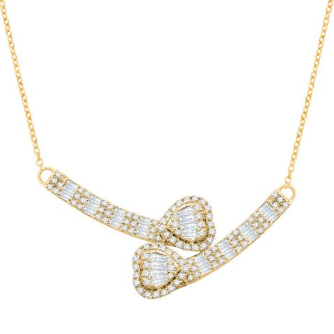 10 Karat All Yellow Gold 0.78 Carat Diamonds Bypass Heart Pendant With Chain - Picasso Gold & Diamond Jewelry