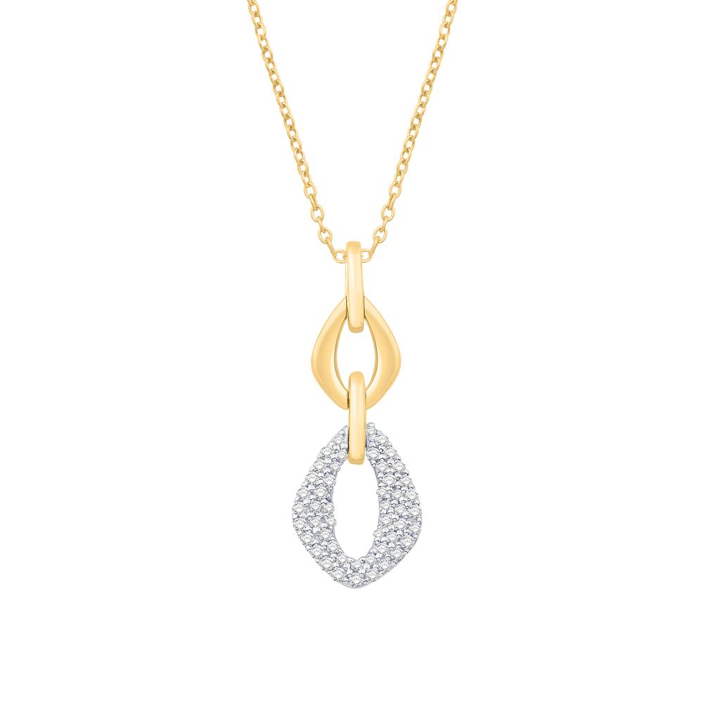 14 Karat Two-Tone (Yellow and White) Gold 0.38 Carat Diamonds Cuban Pendant With Chain-0832266-YW - Picasso Gold & Diamond Jewelry