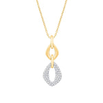 14 Karat Two-Tone (Yellow and White) Gold 0.38 Carat Diamonds Cuban Pendant With Chain-0832266-YW - Picasso Gold & Diamond Jewelry