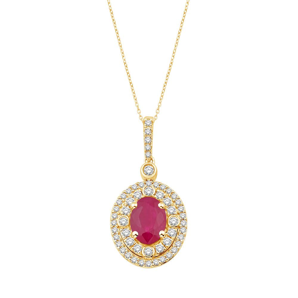 14 Karat Yellow Gold 1.63 Carat Diamonds (1.10 CTR) Oval Pendant With Chain-0832271-YG - Picasso Gold & Diamond Jewelry
