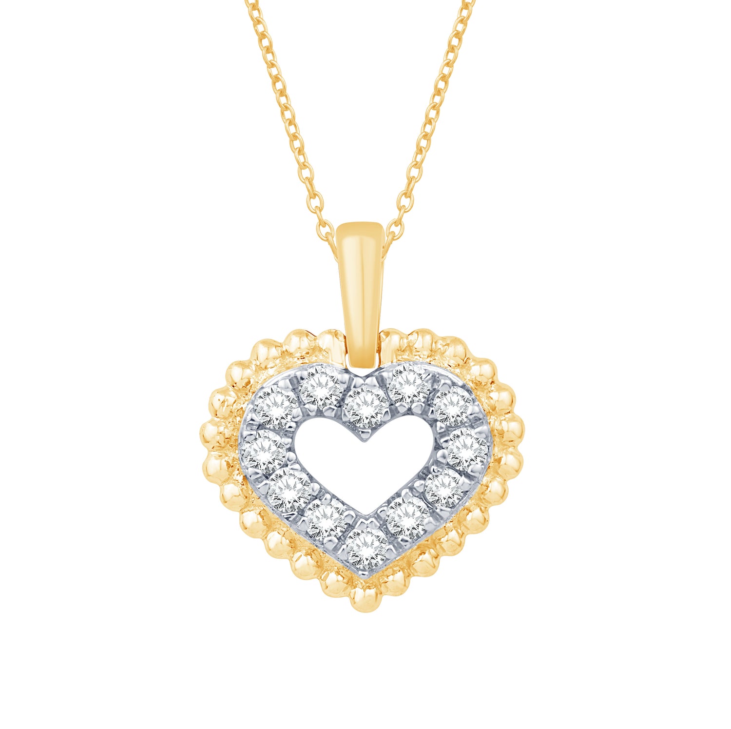 10 Karat Two-Tone (Yellow and White) Gold 0.44 Carat Diamonds Heart Pendant-0832283-YW - Picasso Gold & Diamond Jewelry