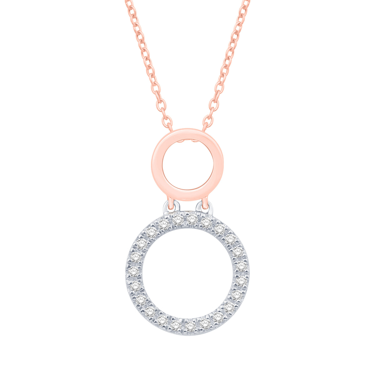 10 Karat Two-Tone (White and Rose) Gold 0.24 Carat Diamonds Round Pendant-0832288-WR - Picasso Gold & Diamond Jewelry