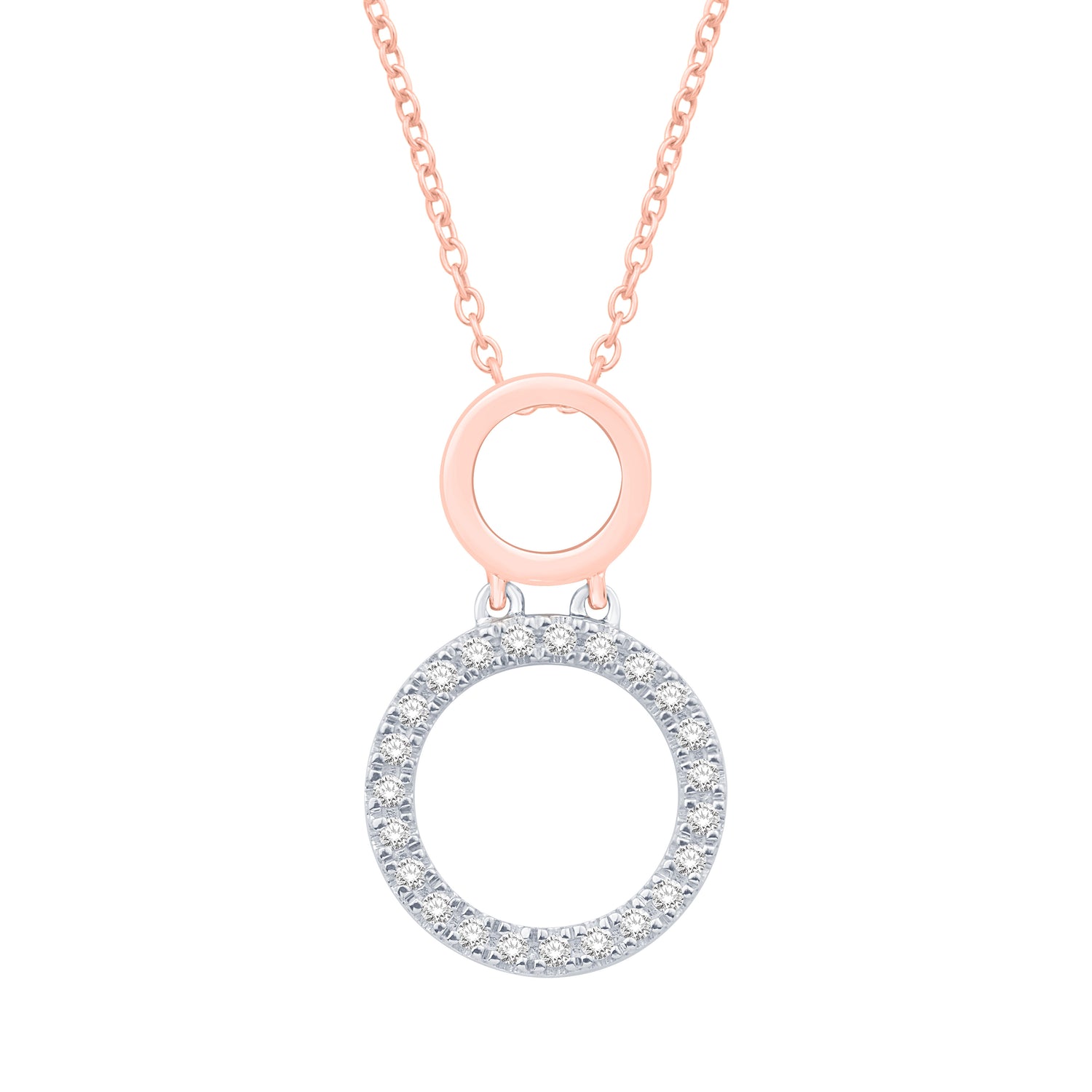 10 Karat Two-Tone (White and Rose) Gold 0.24 Carat Diamonds Round Pendant-0832288-WR - Picasso Gold & Diamond Jewelry