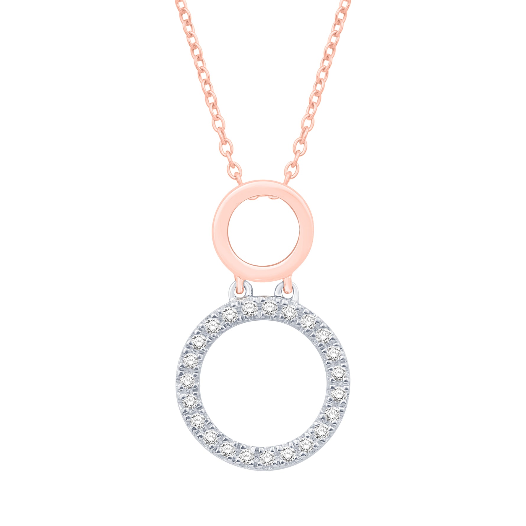 10 Karat Two-Tone (White and Rose) Gold 0.24 Carat Diamonds Round Pendant-0832288-WR - Picasso Gold & Diamond Jewelry