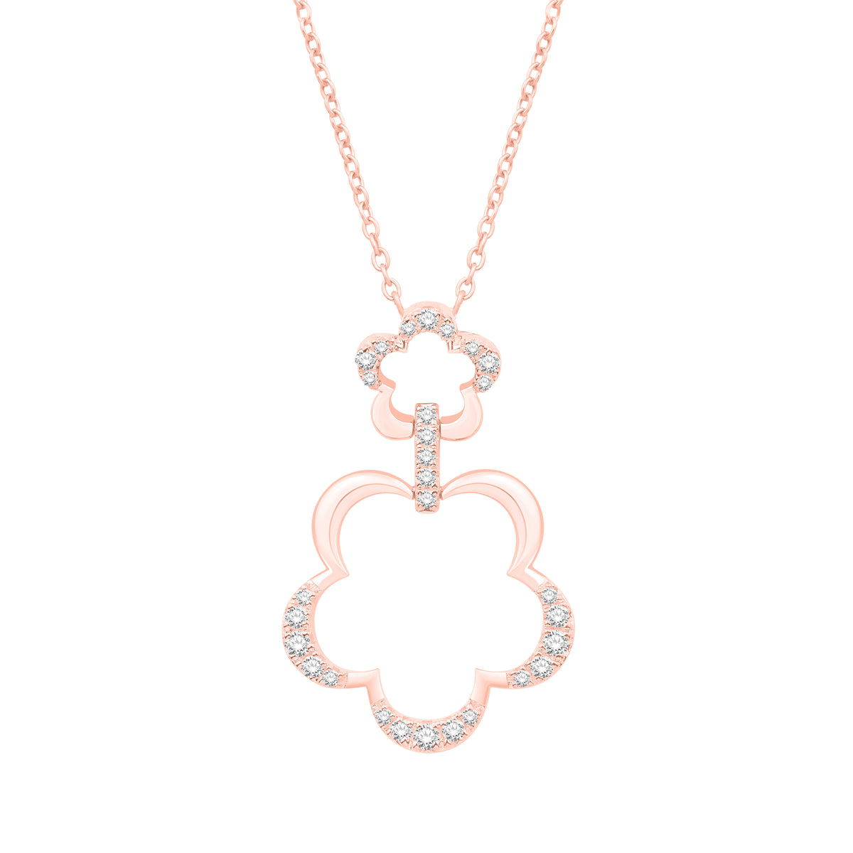 10 Karat Rose Gold 0.29 Carat Diamonds Flower Pendant - Picasso Gold & Diamond Jewelry