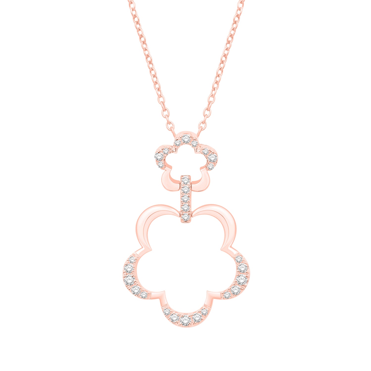 10 Karat Rose Gold 0.29 Carat Diamonds Flower Pendant - Picasso Gold & Diamond Jewelry