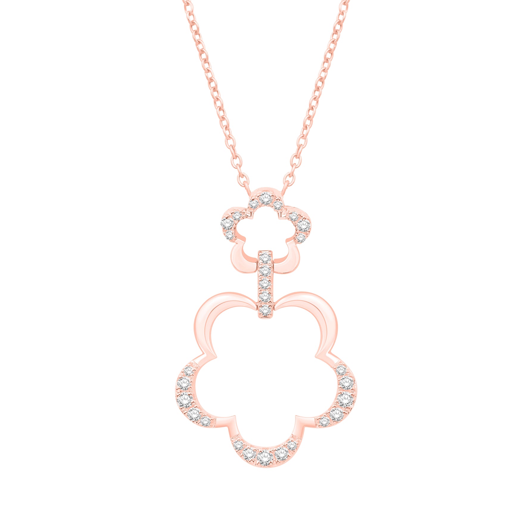 10 Karat Rose Gold 0.29 Carat Diamonds Flower Pendant - Picasso Gold & Diamond Jewelry