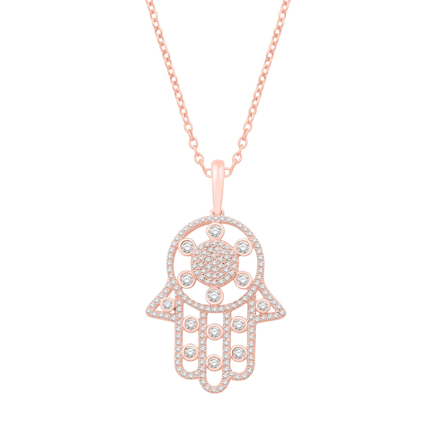 10 Karat Rose Gold 0.67 Carat Diamonds Hamsa Pendant-0832296-RG - Picasso Gold & Diamond Jewelry