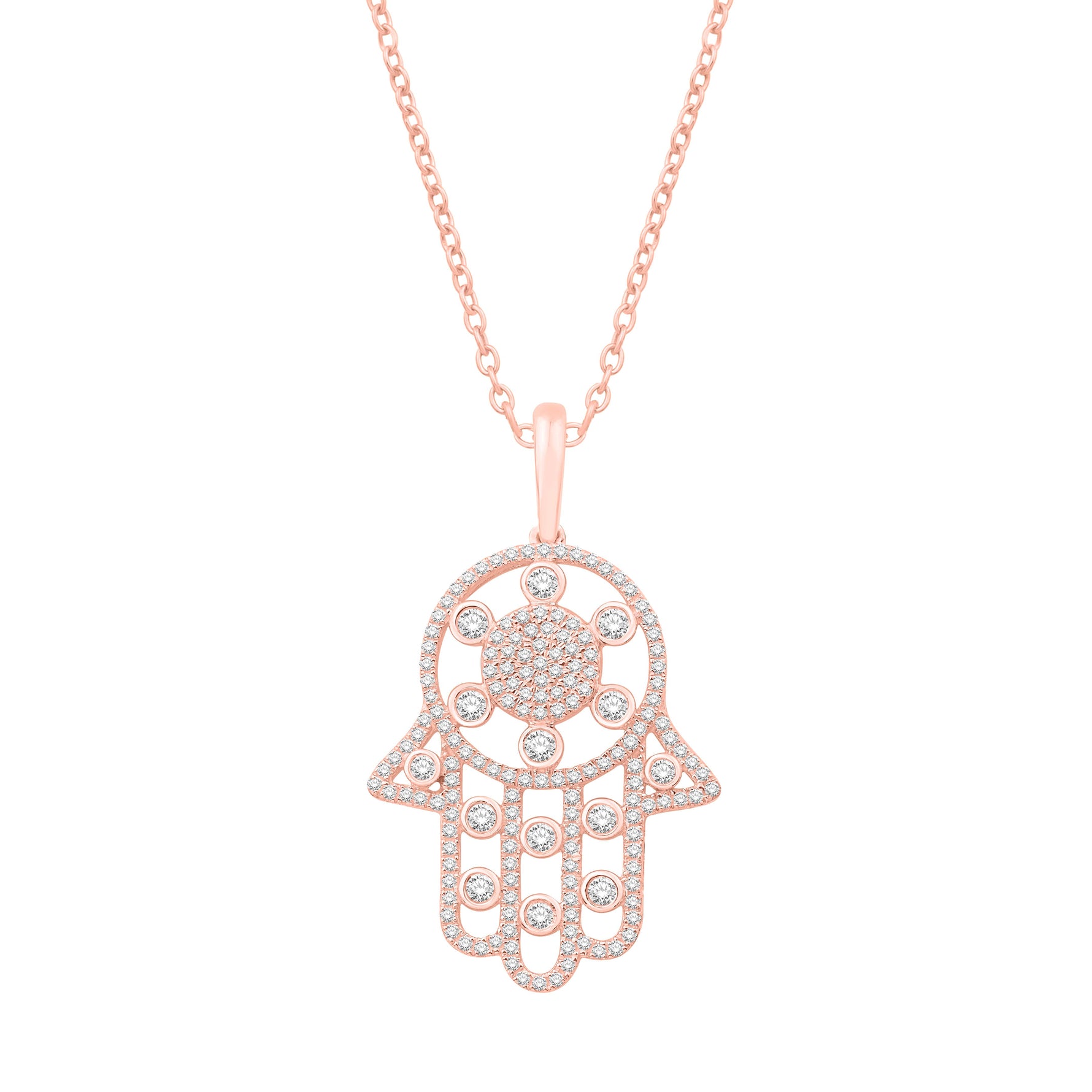 10 Karat Rose Gold 0.67 Carat Diamonds Hamsa Pendant-0832296-RG - Picasso Gold & Diamond Jewelry