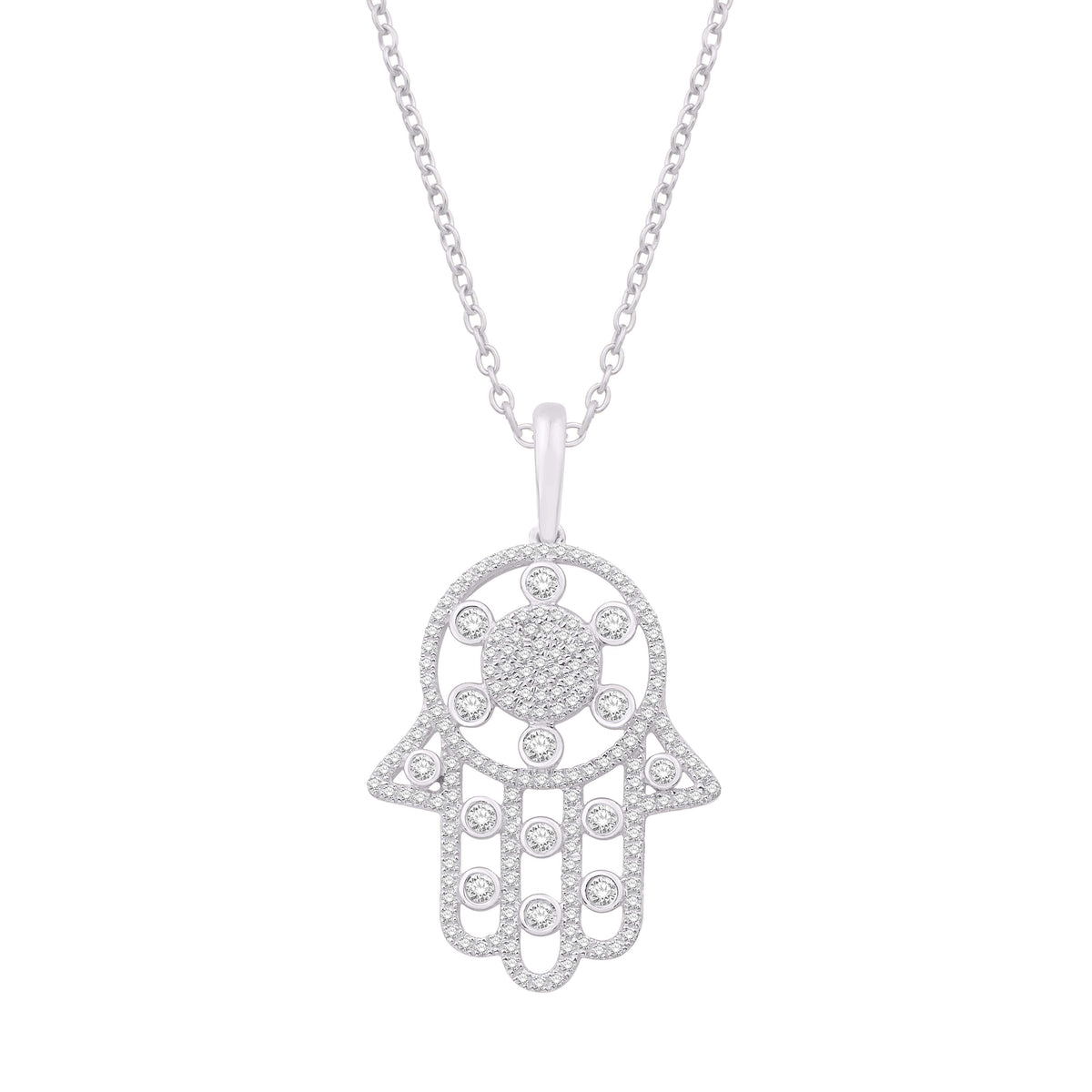10 Karat White Gold 0.67 Carat Diamonds Hamsa Pendant-0832296-WG - Picasso Gold & Diamond Jewelry