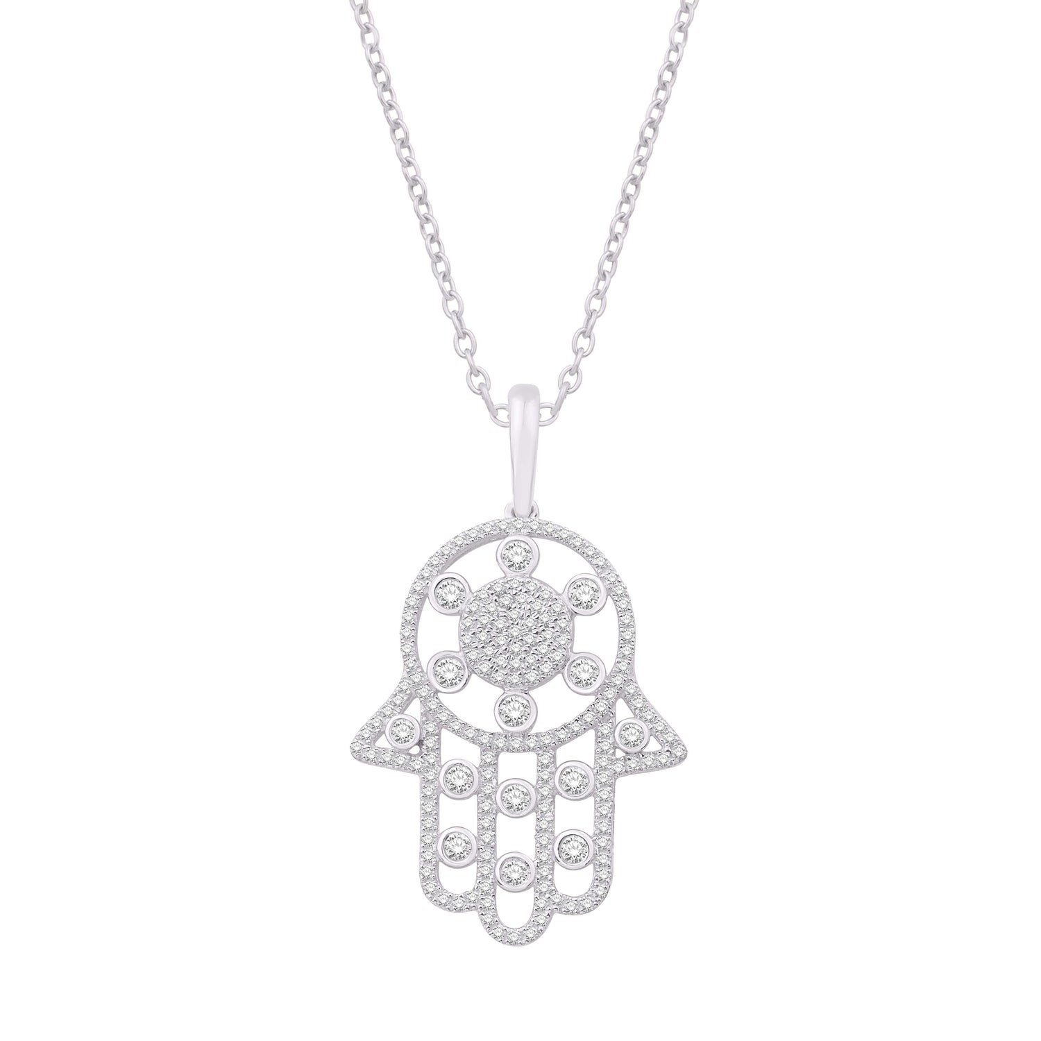 10 Karat White Gold 0.67 Carat Diamonds Hamsa Pendant-0832296-WG - Picasso Gold & Diamond Jewelry