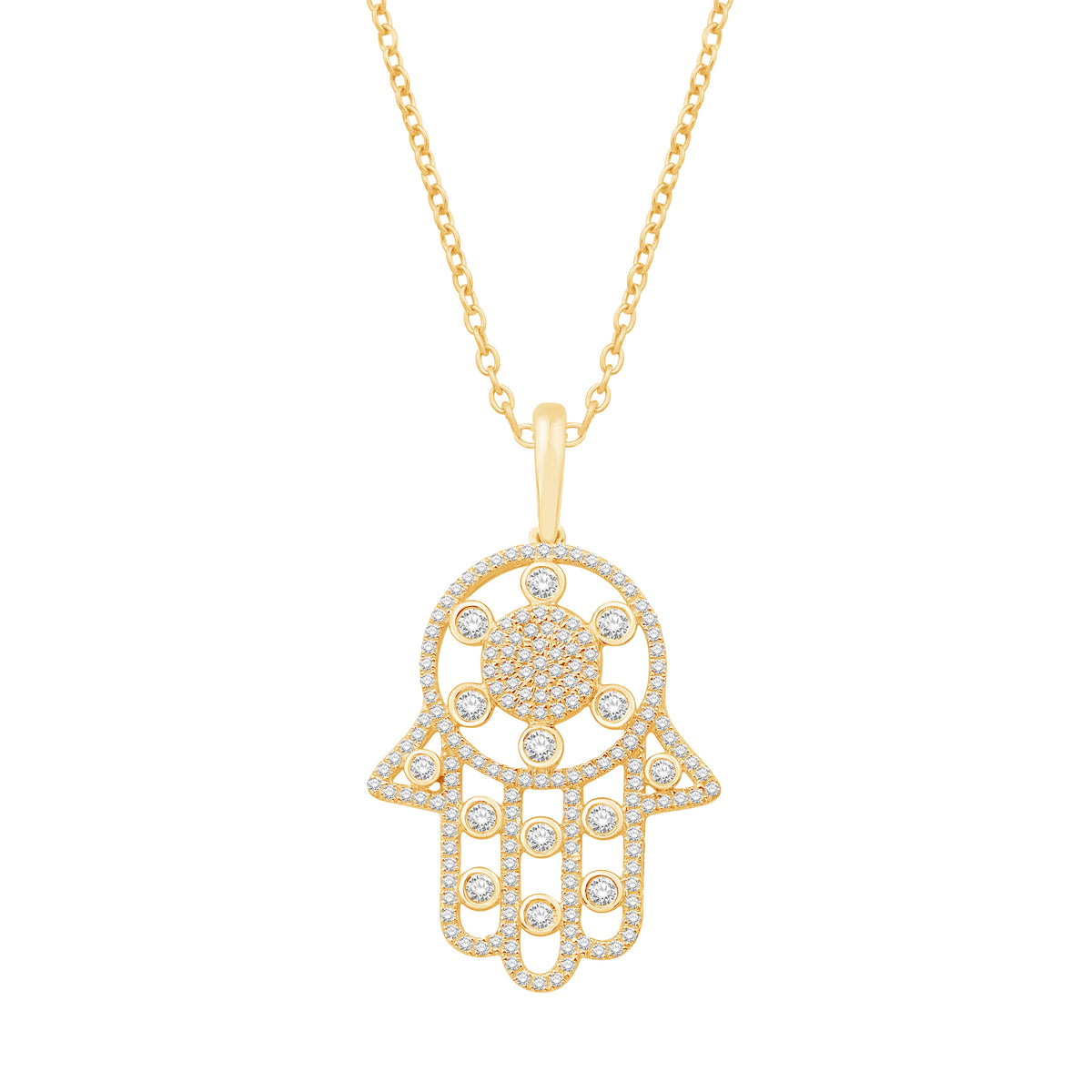 10 Karat Yellow Gold 0.67 Carat Diamonds Hamsa Pendant - Picasso Gold & Diamond Jewelry