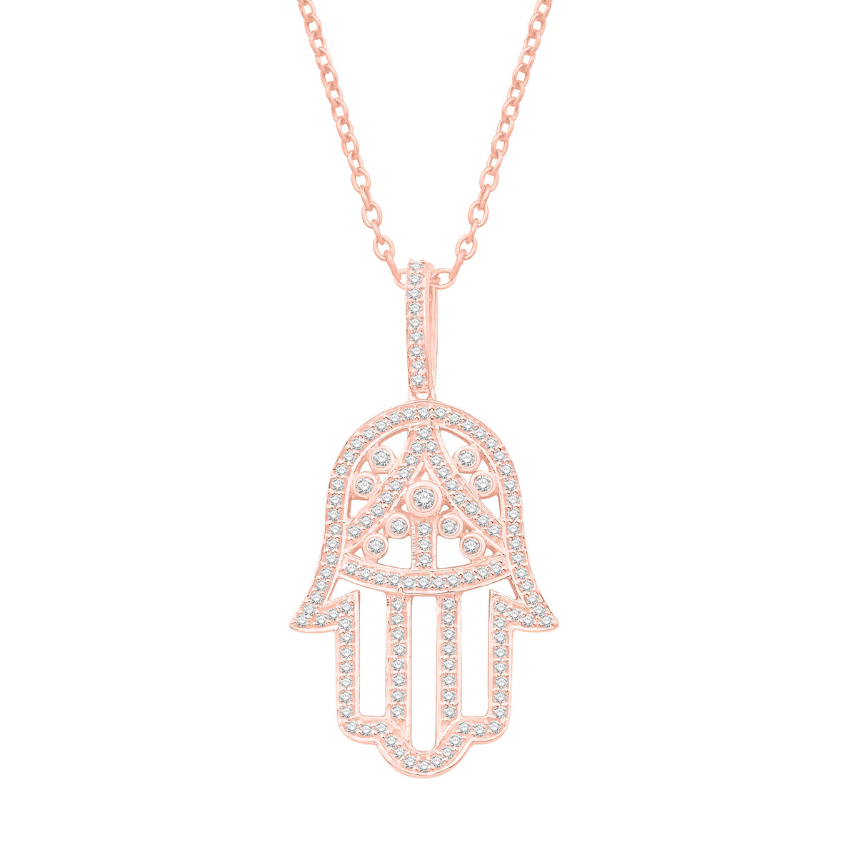 10 Karat Rose Gold 0.40 Carat Diamonds Hamsa Pendant-0832298-RG - Picasso Gold & Diamond Jewelry