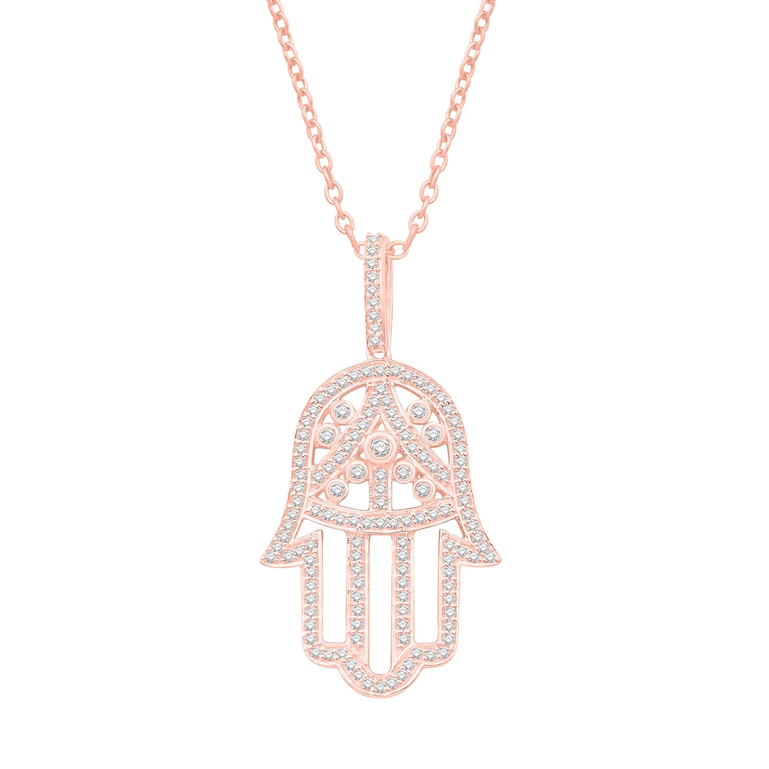 10 Karat Rose Gold 0.40 Carat Diamonds Hamsa Pendant-0832298-RG - Picasso Gold & Diamond Jewelry