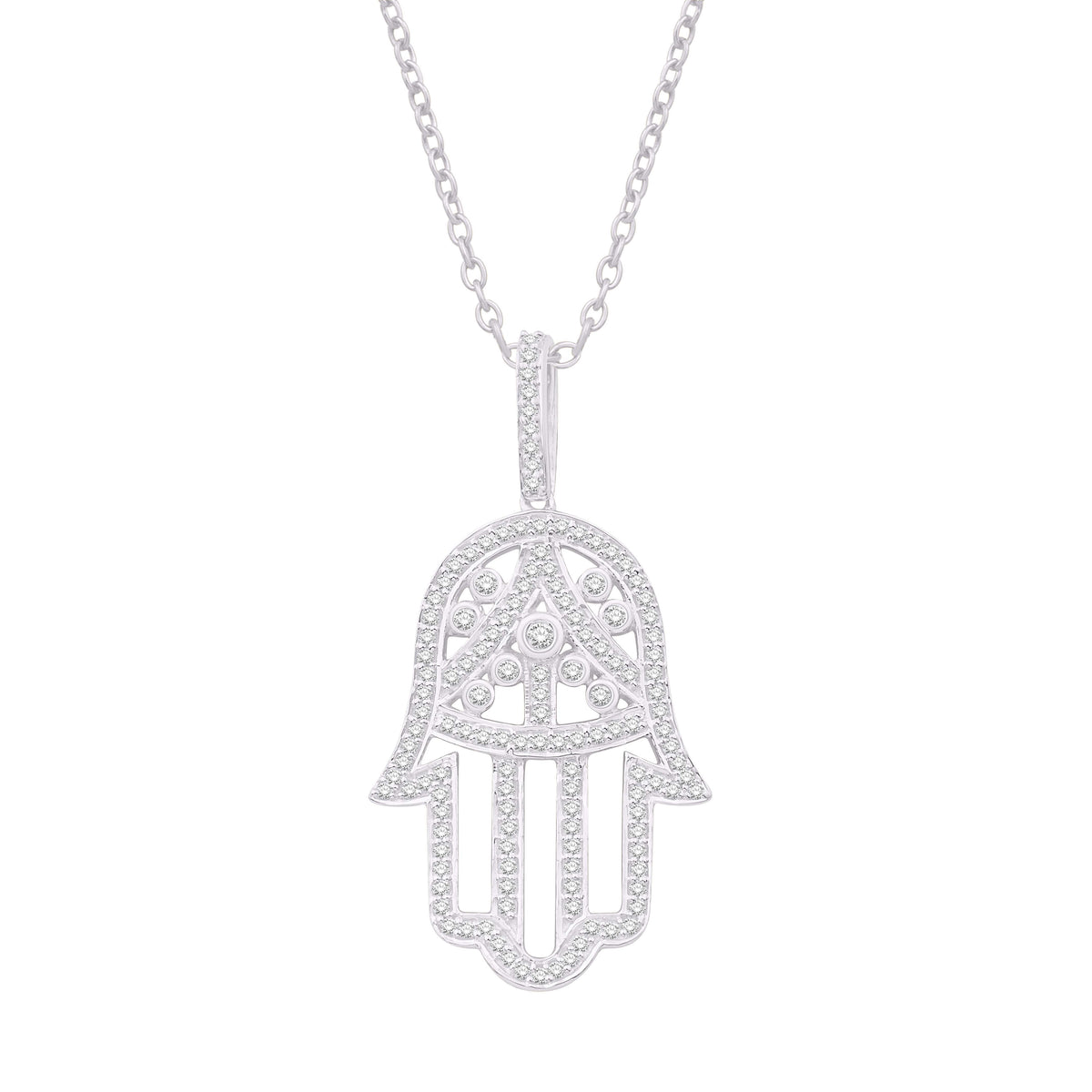 10 Karat White Gold 0.40 Carat Diamonds Hamsa Pendant-0832298-WG - Picasso Gold & Diamond Jewelry