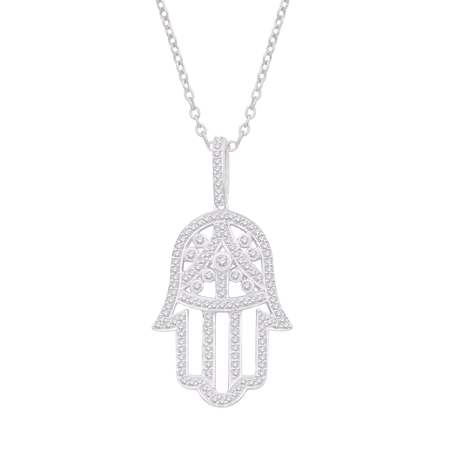 10 Karat White Gold 0.40 Carat Diamonds Hamsa Pendant-0832298-WG - Picasso Gold & Diamond Jewelry