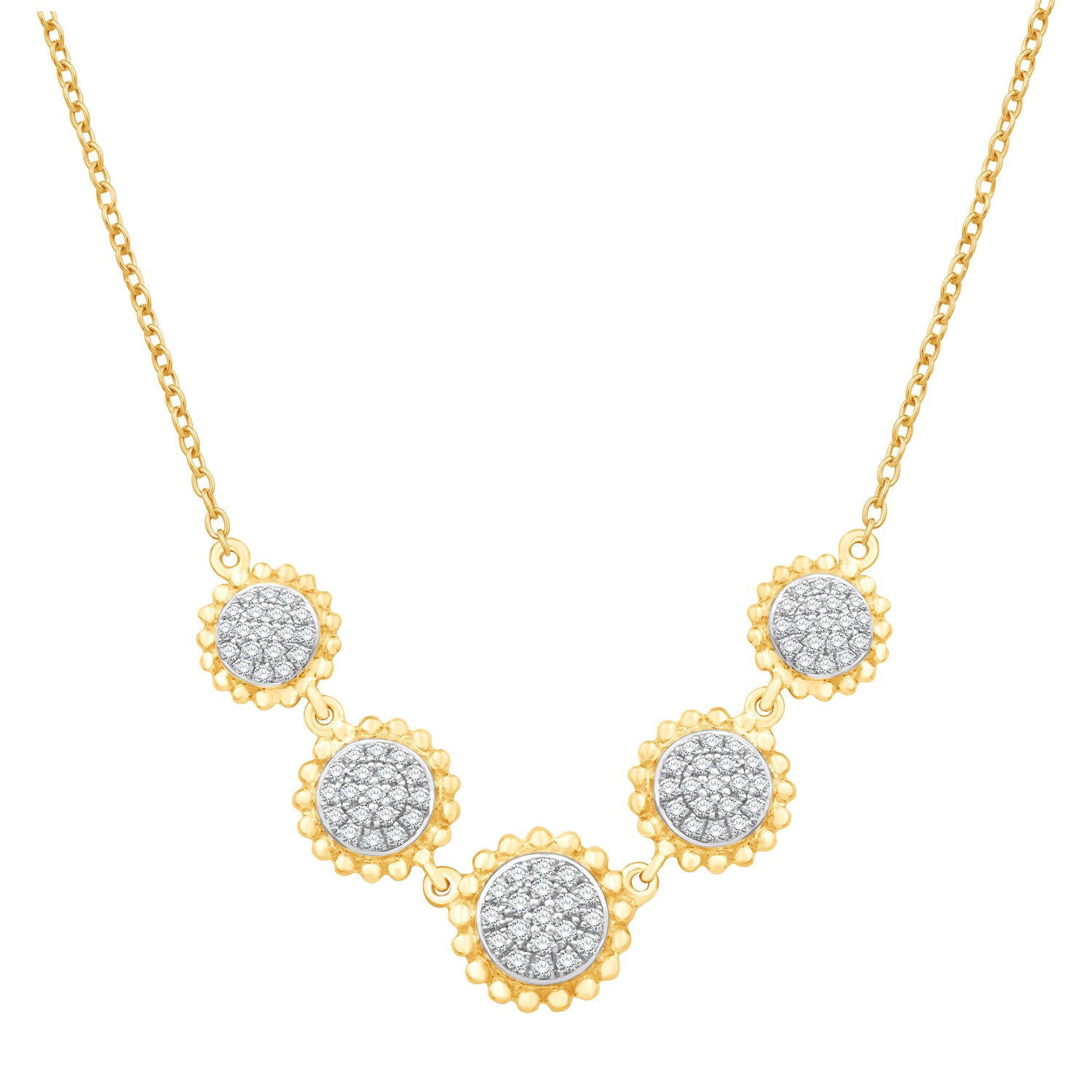 10 Karat Two-Tone (Yellow and White) Gold 0.37 Carat Diamonds Fashion Pendant With Chain - Picasso Gold & Diamond Jewelry