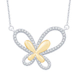 10 Karat Two-Tone (White and Yellow) Gold 0.31 Carat Diamonds Butterfly Pendant With Chain - Picasso Gold & Diamond Jewelry