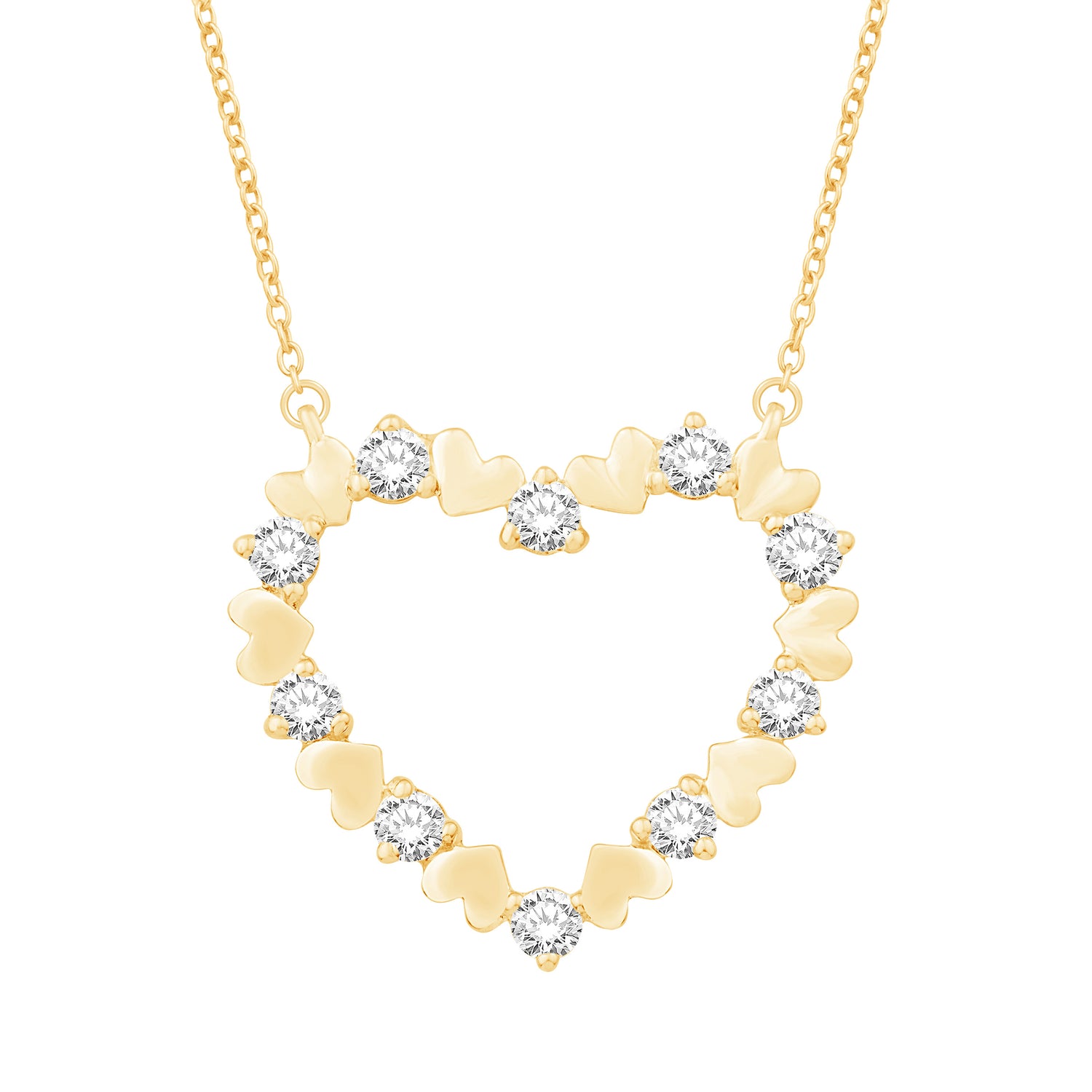 10 Karat Yellow Gold 0.50 Carat Diamonds Heart Pendant With Chain - Picasso Gold & Diamond Jewelry