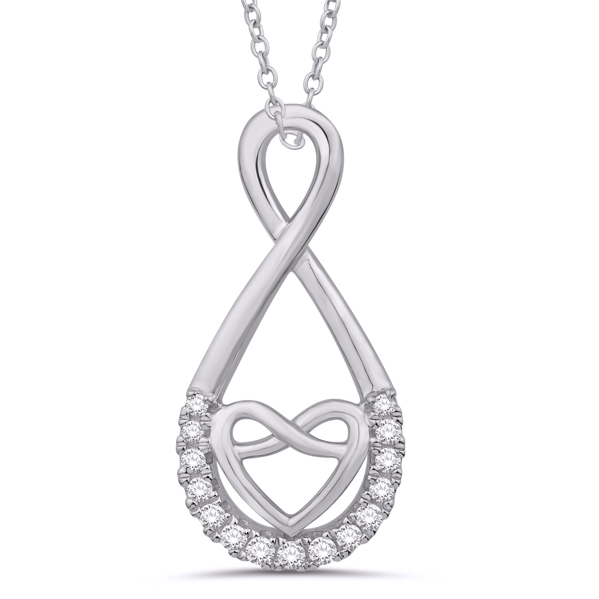 10 Karat White Gold 0.09 Carat Diamonds Infinity Heart Pendant-0832775-WG - Picasso Gold & Diamond Jewelry
